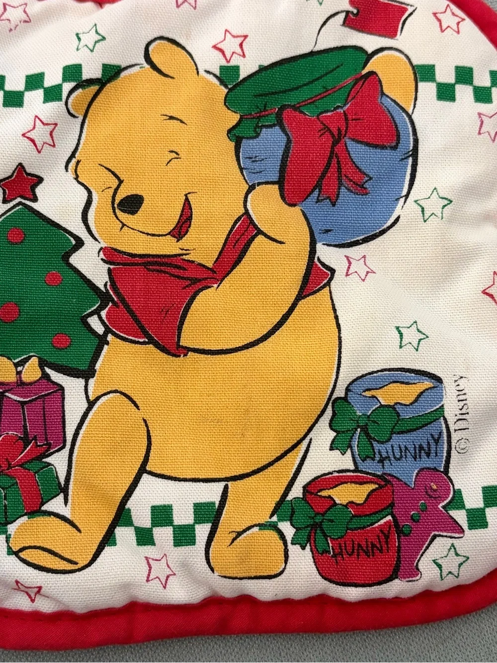 VTG 1980s Disney Winnie the Pooh Hunny Pot Christmas Kitchen Potholder
